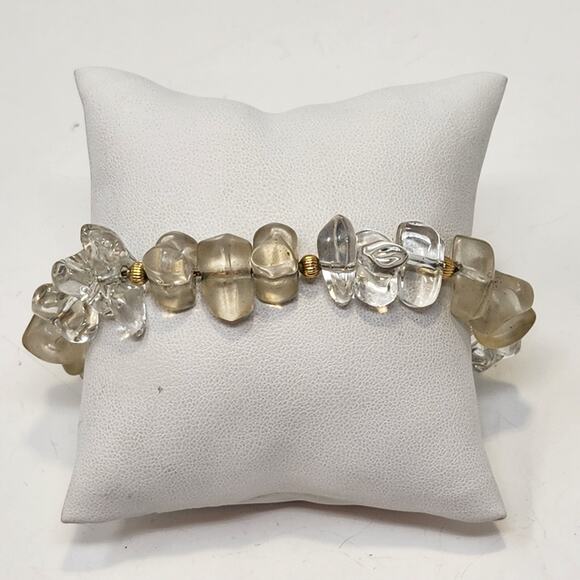 Napier Ice Collection Lucite Chip Gold Tone Bracelet Vintage Costume Jewelry 80s - Picture 2 of 6